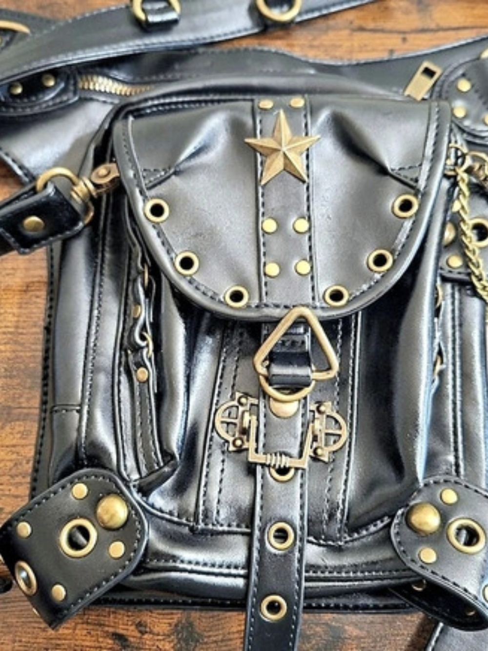 Steampunk Waist Bag Leather Motorcycle Waist Shoulder Bag Satchels Leg Hip Pack